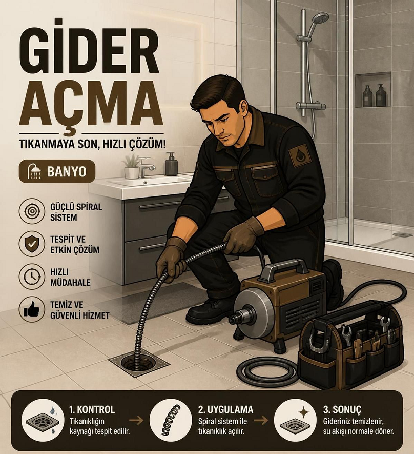 Banyo Gider Tıkanıklığı Açma